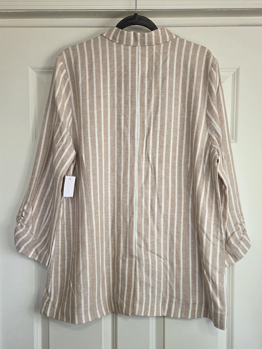 BP Nordstrom Tan & White Linen Blend Single Button Blazer - Size L - Picture 2 of 8